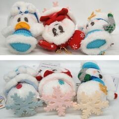 タグ付未使用 ぬいぐるみバッジ 3体セット ミッキー ミニー プルート スノースノー ディズニー・クリスマス 2018　ぬいば ディズニーリゾート ☆ PayPay(ペイペイ)決済可能 ☆ 札幌市 豊平区 平岸 平岸店の画像