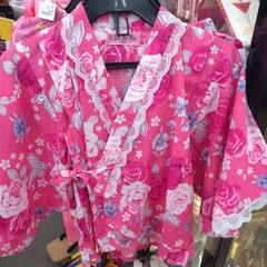 《尼崎市/リサイクルショップドリーム次屋店》★ジモティー割引有★子供用甚平 90cm 花柄フリル ピンク 中古品 ☆尼崎市若王寺☆の画像