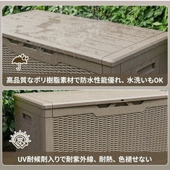 ベンチにもなる屋外収納の画像