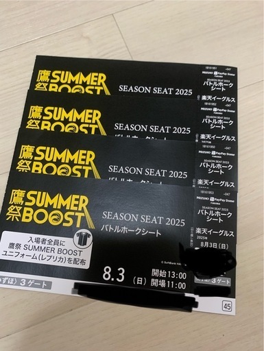 鷹祭 SUMMER BOOST 2025 ペアチケット 2枚 8月3日 鷹祭ソフトバンク