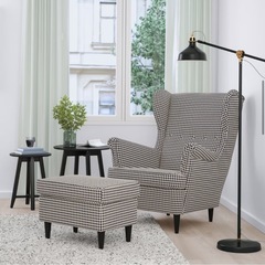 IKEA 1人掛けソファー　千鳥柄の画像