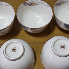 美濃焼 翔山窯 ちぎり絵湯呑み5つの画像