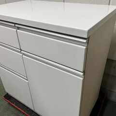 NITORI ニトリ 木製 食器棚 キッチン収納 ホワイト 幅80cm×奥行51cm×高さ87cm の画像