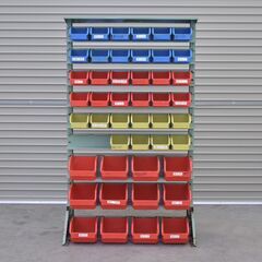 ≪zyt2340ジ限≫ TRUSCO/トラスコ中山 重量コンテナラック 幅90cm 現状品 ③ パーツコンテナ/ネジ箱/工具箱/整備工場/ガレージ/DIY/収納/自動車/バイク 70718-07の画像