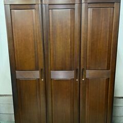 間瀬木工 木製 ワードローブ 洋服タンス 大型 3枚扉 天然木 ...