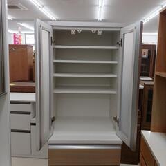 【ドリーム尾浜店】2枚扉食器棚　WH/NA 　高さ(H)178.5×幅 (W)58.5× 奥行(D)48.5(cm)の画像