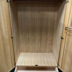 下川哲治木工所 木製 ワードローブ 天然木 洋服タンス 2枚扉 引出1段 幅104cm×奥行60cm×高さ180cm の画像