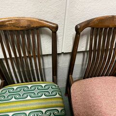 木製 ダイニングチェア 2脚セット 昭和レトロ 幅44cm×奥行48cm×高さ84cm（座高42cm）の画像