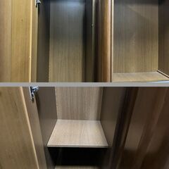 古賀清木工 木製 大型 ワードローブ 洋服タンス 3枚扉 全国家具工業連合会 幅130cm×奥行58cm×高さ198cm の画像