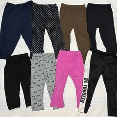 【美品多数】90〜100㎝　子ども服14点セット→ボトムス計9枚+無地半袖トップス2枚、長袖インナー3枚の画像