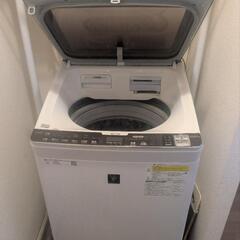 【岡山市北区大供　現地受け渡しのみ】[洗濯機＆掃除機セット】　自動洗濯機 10kg　ＳＨＡＲＰ　シャープ　縦型洗濯乾燥機 　スピーディーハンガー乾燥　ふろ水ポンプ　　 [洗濯10.0kg /乾燥5.0kg /ヒーター乾燥(排気タイプ) /上開き] 　ＥＳ－ＰＸ１０Ｂ－Ｔ　プラズマクラスター　2017年製　ガラストップ　100種類以上お喋り洗濯機　中古品の画像