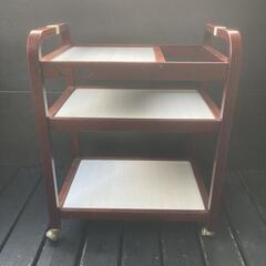 3段 木製ワゴン キャスター付き　昭和レトロ　キッチンワゴン　アンティークの画像