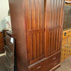 ★来店限定★　民芸家具　ワードローブ　洋箪笥　チェスト収納付き　...