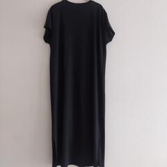 【試着のみ】フレンチスリーブロングワンピース 接触冷感加工 ブラック L Tシャツワンピースの画像
