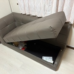 カウチソファ（右カウチ、収納付き、脚取り外し可能）の画像