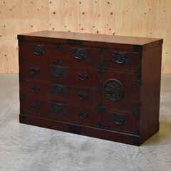 【ヤ取終了8/18】≪zyt2343ジ≫ 仙臺箪笥 欅 4段10杯 幅120cm 奥行45cm 高さ82cm CAPIC/刑務所作業製品 ケヤキ/和箪笥/和モダン/中古家具/宮城県仙台市 70716-10の画像