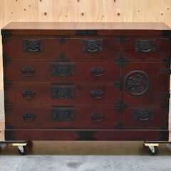 【ヤ取終了8/18】≪zyt2343ジ≫ 仙臺箪笥 欅 4段10杯 幅120cm 奥行45cm 高さ82cm CAPIC/刑務所作業製品 ケヤキ/和箪笥/和モダン/中古家具/宮城県仙台市 70716-10の画像