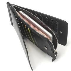 【新品】大容量★RFID防止機能付き二つ折り財布、スリムデザイン、ジッパー付きコインポケット、黒の画像