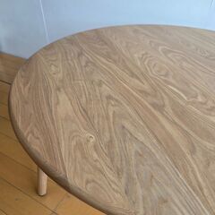 未使用　サンプル品　 天然木タモ材 おしゃれ センターテーブル ローテーブル サイドテーブル 60×60 円形 座卓 北欧 1人暮らし　花台　ナチュラル色 リビングテーブルの画像
