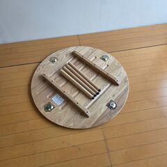 未使用　サンプル品　 天然木タモ材 おしゃれ センターテーブル ローテーブル サイドテーブル 80×80 円形 座卓 北欧 1人暮らし　花台　ナチュラル色 リビングテーブルの画像