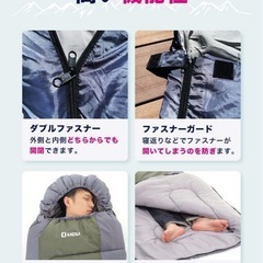 寝袋　オールシーズン アウトドア　グリーン1個の画像