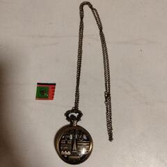 懐中時計ネックレス PARIS クォーツ ブロンズ ボタン電池付きの画像