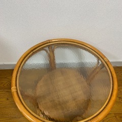 ラタン　ガラス　テーブル　の画像