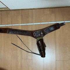 ウエスタン ホルスター ガンベルト 革製 リボルバーソフトガン付きの画像