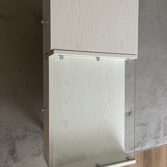 ローテーブル　鏡付き　ガラス　木調の画像
