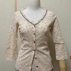 刺繍レースカーディガン 日本製　イトキン