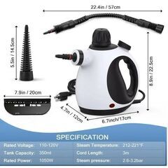 スチームクリーナー 加圧スチームモップ 350mLタンク容量 洗浄機 コード式 アクセサリーセット 多面床用 除菌 掃除 清掃の画像