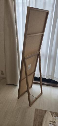 無印良品　天然木（タモ材）スタンドミラー【大阪市引取り値引き可能】 無印良品木製ミラースタンドミラー (ニック) 吹上のミラー/鏡の