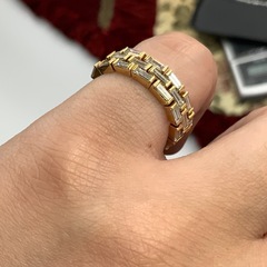 K18 テーパーダイヤ　バゲットダイヤ　フルダイヤリング　7g 約14.5号の画像