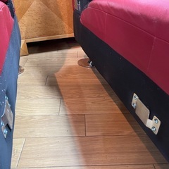 L字ソファー レッド 合成皮革 中古の画像