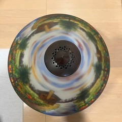 アンティーク　テーブルランプ　スタンドライト　風景画　デスクライト　彫刻　PAINTED GLASS TABLE LAMPの画像