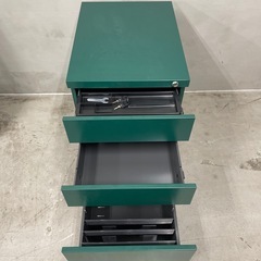 デスクワゴン　緑　コロ付きの画像
