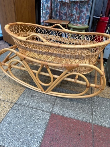 ラタン 籐 ゆりかご ベビーベッド ヴィンテージ アンティーク クーファン