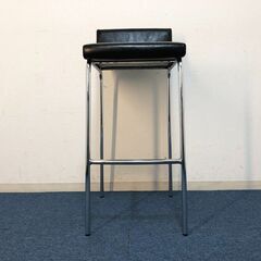パブリックMC-132-3 カウンターチェア背座一体型 ハイチェア モダンスタイル 合成皮革ブラック 脚部/スチールクロームメッキの画像