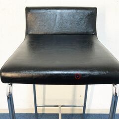 パブリックMC-132-3 カウンターチェア背座一体型 ハイチェア モダンスタイル 合成皮革ブラック 脚部/スチールクロームメッキの画像