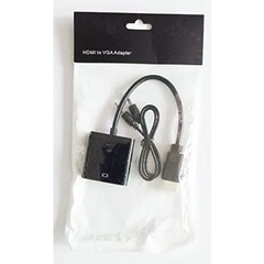 HDMI to VGA adapter ブラック/HDMI信号をVGA出力信号に変換するアダプター(音声出力あり)(HDMI延長アダプタ付きの画像