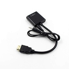 HDMI to VGA adapter ブラック/HDMI信号をVGA出力信号に変換するアダプター(音声出力あり)(HDMI延長アダプタ付きの画像