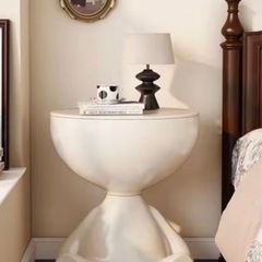ベッドサイドテーブル ホワイト 白の画像