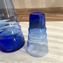 Sghrスガハラ カラフェ グラス ハンドメイドガラス ブルー ピッチャーの画像