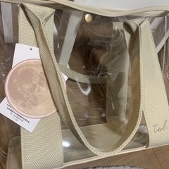 ☆新品未使用☆ しまむら yumi クリアバッグ トートバッグ ビニールバッグ アイボリー の画像