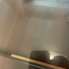お盆まで ガラステーブル　ブラウン　茶色　ニトリの画像