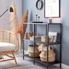 【IKEA】 VITTSJÖ ヴィットショー
・シェルフユニット、 ブラックブラウン/ガラス,の画像
