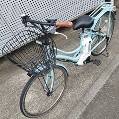 【美品】YAMAHA ヤマハ 電動アシスト自転車 PAS Ami PM26A バッテリー12.3+8.7Ah 26インチ パス アミ 3段変速 電動自転車 シアンブルー 充電器あり 譲渡証明書の画像