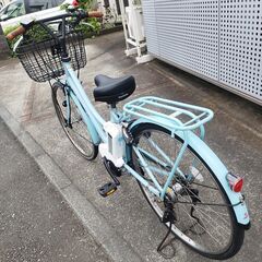 【美品】YAMAHA ヤマハ 電動アシスト自転車 PAS Ami PM26A バッテリー12.3+8.7Ah 26インチ パス アミ 3段変速 電動自転車 シアンブルー 充電器あり 譲渡証明書の画像