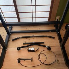 バーベルとプレート100キロセットとワサイのハーフラックのセットですの画像
