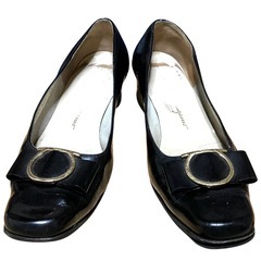 美品 Salvatore Ferragamo パンプス ガンチーニ 黒 レザーの画像